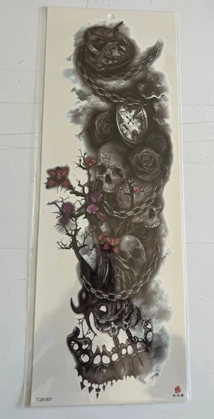 Zincirli Kuru Kafa 1 Hafta Kalıcı Tam Kol Bacak Yapıştırma Geçici Dövme 46 CM ürün görseli 1