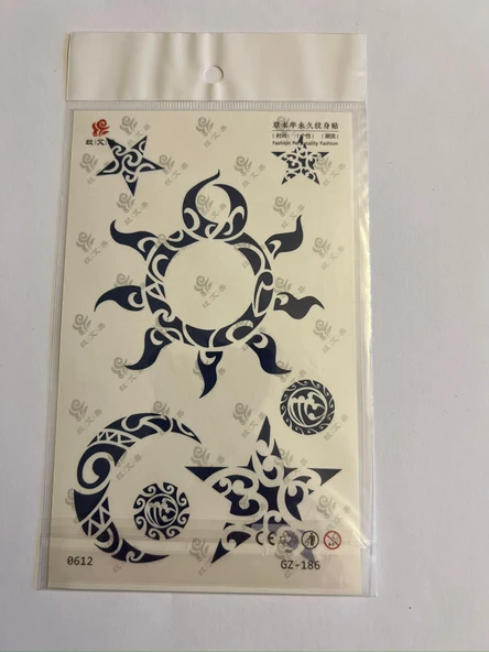 Ay Güneş Yıldız 18x11 cm  1 Ay kalıcı Geçici Dövme Yapıştırma Dövme ürün görseli 1