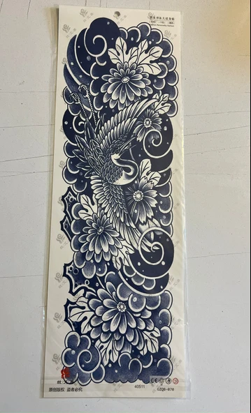 Çiçekler 3 Hafta Kalıcı Tam Kol Bacak Kaplama Yapıştırma Geçici Dövme 46 CM