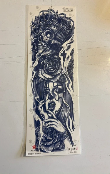 Kuru Kafa 3 Hafta Kalıcı Tam Kol Bacak Kaplama Yapıştırma Geçici Dövme 46 CM