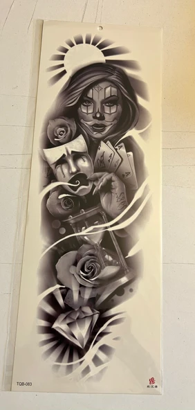 İskambil 1 Hafta Kalıcı Tam Kol Bacak Yapıştırma Geçici Dövme 46 CM