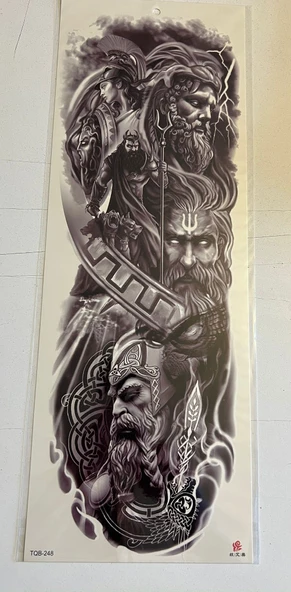 Tanrılar 1 Hafta Kalıcı Tam Kol Bacak Yapıştırma Geçici Dövme 46 CM