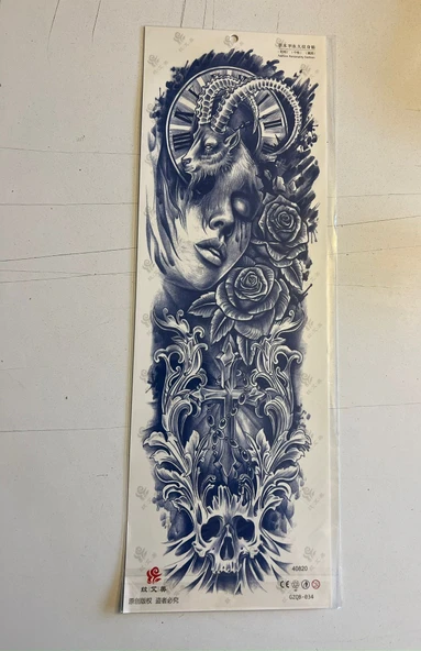 Haç Gözyaşı 3 Hafta Kalıcı Tam Kol Bacak Kaplama Yapıştırma Geçici Dövme 46 CM ürün görseli 1