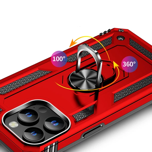 Samsung Galaxy A03S Çift Katmanlı ve Yüzüklü Tam Koruma Vega Premium Kılıf - Resim 5