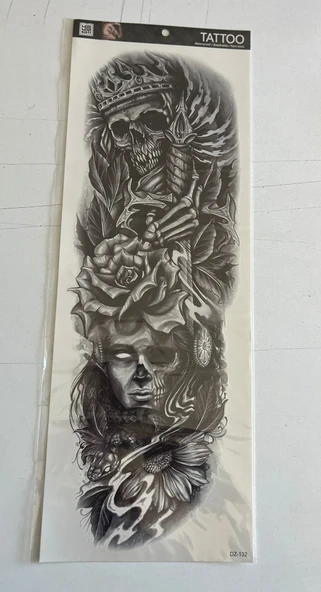 Kral Kuru Kafa 1 Hafta Kalıcı Tam Kol Kaplama Bacak Yapıştırma Geçici Dövme 46 CM ürün görseli 1