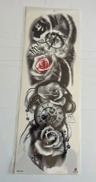 Gül Zamanı 1 Hafta Kalıcı Tam Kol Bacak Yapıştırma Geçici Dövme 46 CM