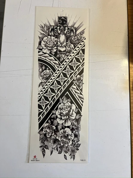 Haç Çiçek 1 Hafta Kalıcı Tam Kol Bacak Yapıştırma Geçici Dövme 46 CM ürün görseli 1