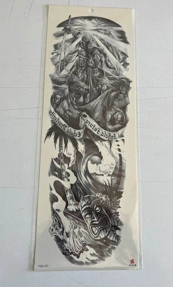 Savaş 1 Hafta Kalıcı Tam Kol Bacak Yapıştırma Geçici Dövme 46 CM