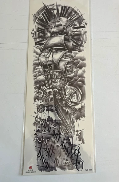 Gemi Tüy 1 Hafta Kalıcı Tam Kol Kaplama Bacak Yapıştırma Geçici Dövme 46 CM