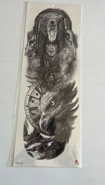 Ayı Kartal 1 Hafta Kalıcı Tam Kol Kaplama Bacak Yapıştırma Geçici Dövme 46 CM ürün görseli 1