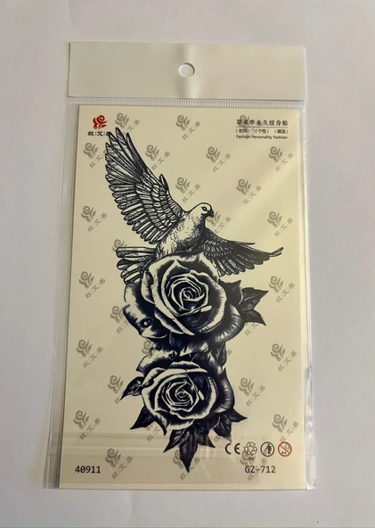 Güvercin 18x11 cm 1 Ay kalıcı Geçici Dövme Yapıştırma Dövme ürün görseli 1