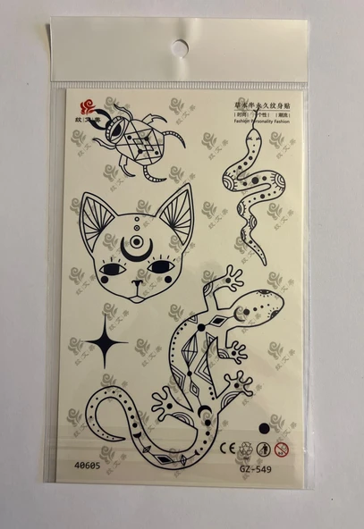 Kertenkele 18x11 cm  1 Ay kalıcı Geçici Dövme Yapıştırma Dövme ürün görseli 1