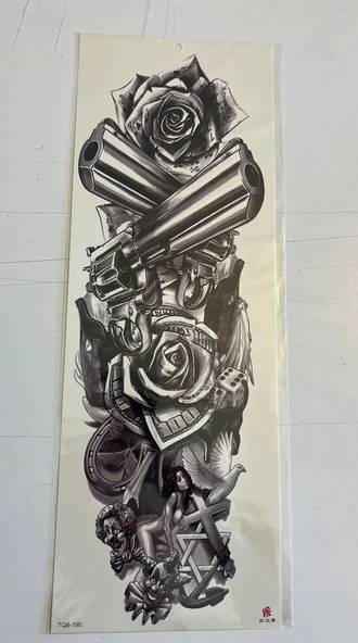 Silah 1 Hafta Kalıcı Tam Kol Kaplama Bacak Yapıştırma Geçici Dövme 46 CM ürün görseli 1