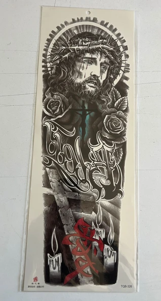 Mesih 1 Hafta Kalıcı Tam Kol Kaplama Bacak Yapıştırma Geçici Dövme 46 CM