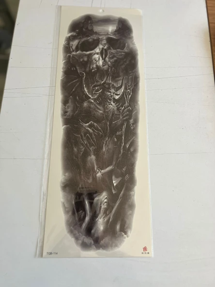 Hayalet 1 Hafta Kalıcı Tam Kol Kaplama Bacak Yapıştırma Geçici Dövme 46 CM ürün görseli 1