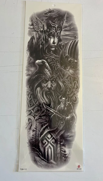 Savaşçı Kız 1 Hafta Kalıcı Tam Kol Kaplama Bacak Yapıştırma Geçici Dövme 46 CM ürün görseli 1