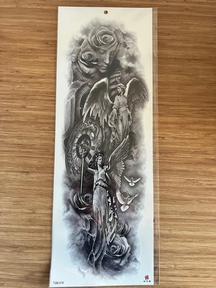 Melekler 1 Hafta Kalıcı Tam Kol Bacak Yapıştırma Geçici Dövme 46 CM ürün görseli 1