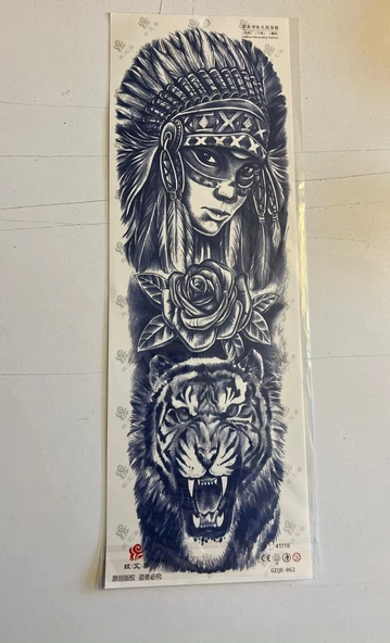 Kızıl Derili 3 Hafta Kalıcı Tam Kol Bacak Kaplama Yapıştırma Geçici Dövme 46 CM ürün görseli 1