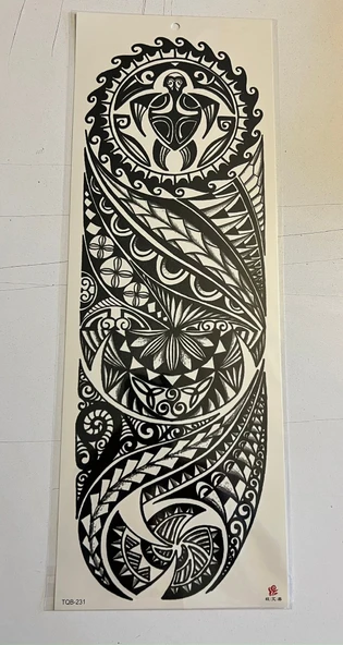 Maori Tribal 1 Hafta Kalıcı Tam Kol Bacak Yapıştırma Geçici Dövme 46 CM