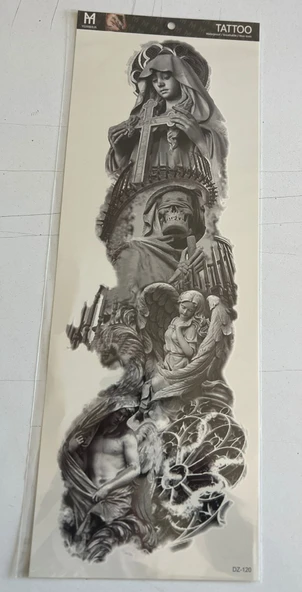 Dini Semboller 1 Hafta Kalıcı Tam Kol Kaplama Bacak Yapıştırma Geçici Dövme 46 CM