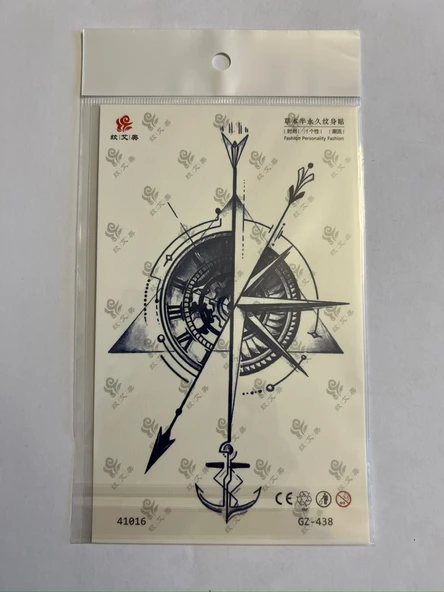 Pusula 18x11 cm  Yarı Kalıcı Hayalet Geçici Dövme Yapıştırma Dövme ürün görseli 1