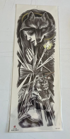 Sakin Kurt 1 Hafta Kalıcı Tam Kol Bacak Yapıştırma Geçici Dövme 46 CM ürün görseli 1