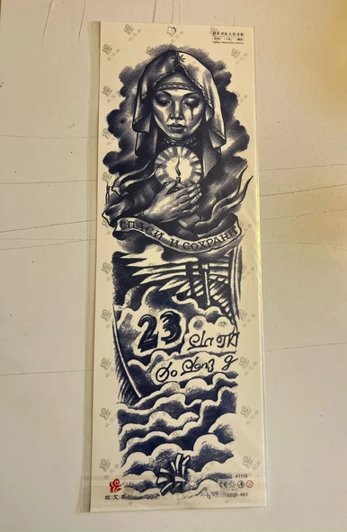 Ağlayan Kadın 3 Hafta Kalıcı Tam Kol Bacak Kaplama Yapıştırma Geçici Dövme 46 CM ürün görseli 1