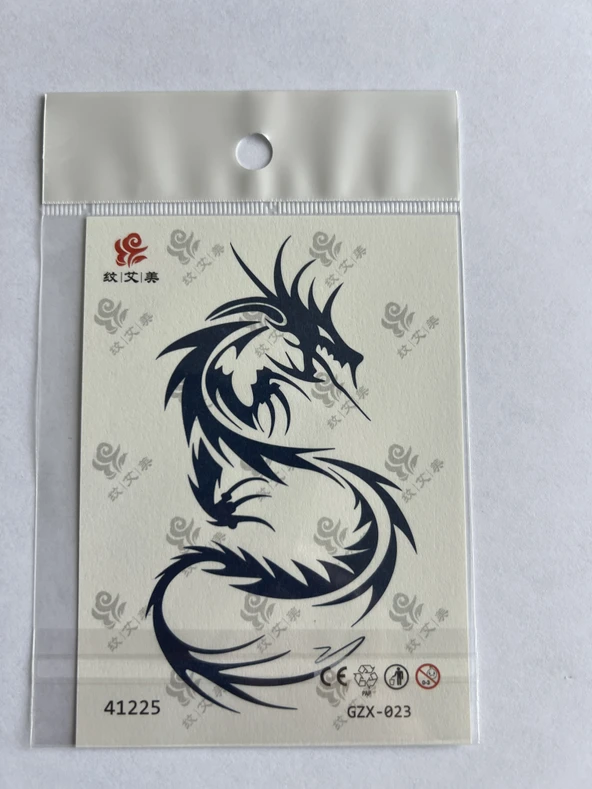 Dragon Minimal 11x8 cm Yarı Kalıcı Geçici Dövme Yapıştırma Dövme ürün görseli 1