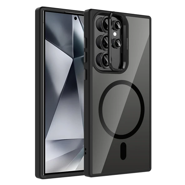 Samsung Galaxy S24 Ultra Kılıf Standlı ve Lens Hediyeli Telen M-Safe Case Cover Kapak ürün görseli