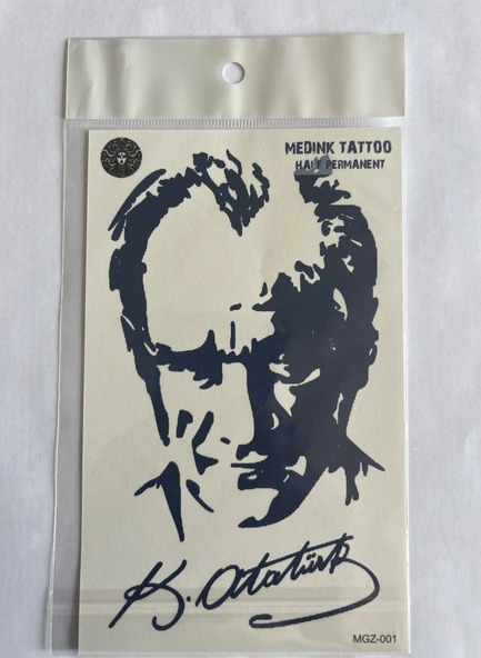 Atatürk 18x11 cm Yarı Kalıcı Hayalet Geçici Dövme Yapıştırma Dövme ürün görseli 1