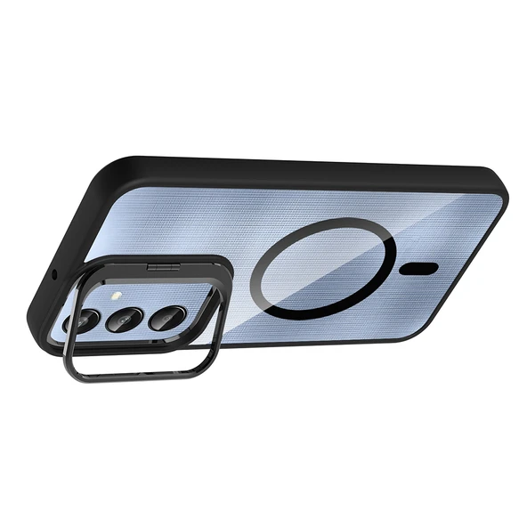 Samsung Galaxy S23 Ultra Kılıf Standlı ve Lens Hediyeli Telen M-Safe Case Cover Kapak - Resim 3