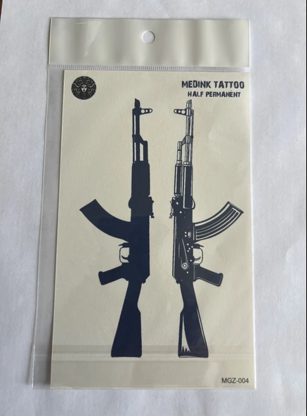 Keleş Ak 47 18x11 cm Yarı Kalıcı Hayalet Geçici Dövme Yapıştırma Dövme ürün görseli 1