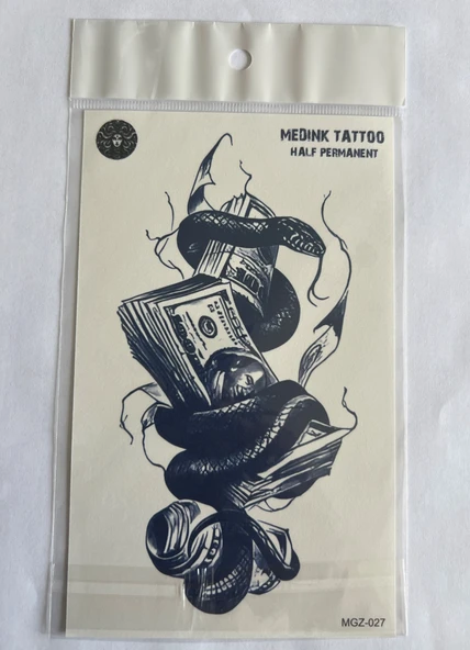 Dolar 18x11 cm Yarı Kalıcı Hayalet Geçici Dövme Yapıştırma Dövme ürün görseli 1