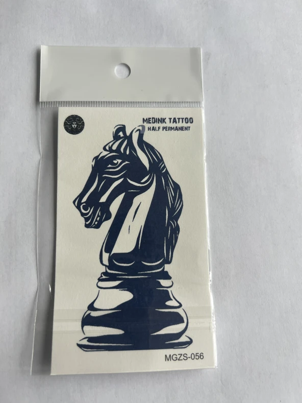 At Satranç 11x8 cm Yarı Kalıcı Geçici Dövme Yapıştırma Dövme - 1