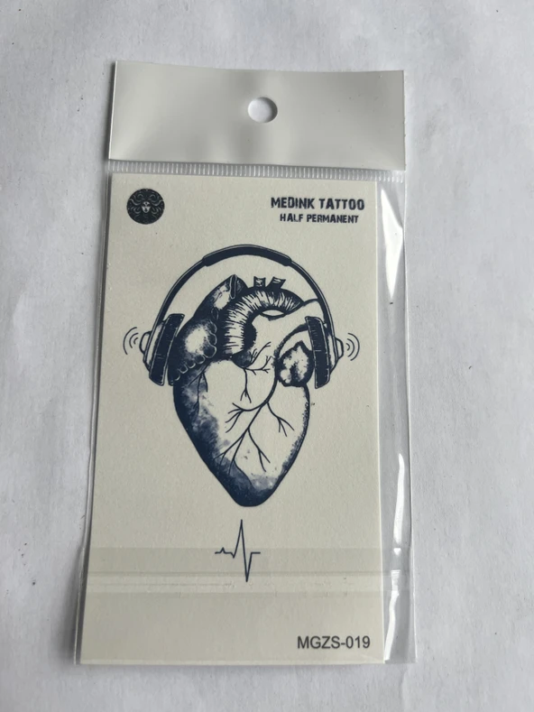 Kalp 11x8 cm Yarı Kalıcı Geçici Dövme Yapıştırma Dövme ürün görseli 1