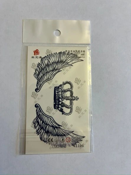 Kanatlı Taç Minimal Yarı Kalıcı Hayalet Geçici Dövme Yapıştırma Dövme ürün görseli 1