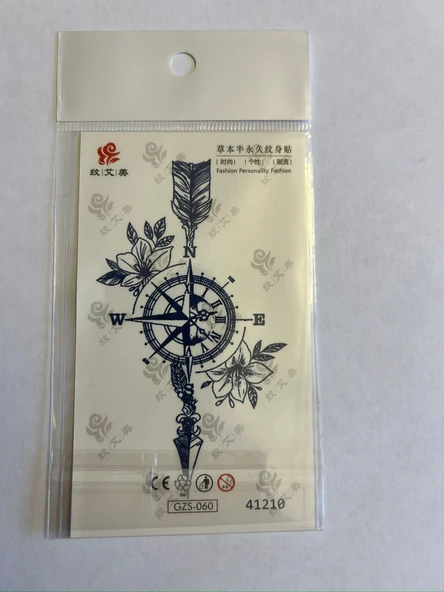 Pusula Minimal Yarı Kalıcı Hayalet Geçici Dövme Yapıştırma Dövme ürün görseli 1