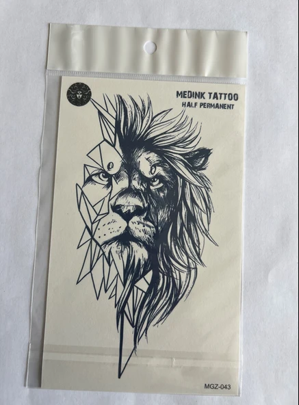 Aslan 18x11 cm Yarı Kalıcı Hayalet Geçici Dövme Yapıştırma Dövme ürün görseli 1