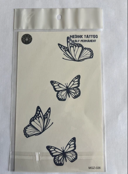 Kelebekler 18x11 cm Yarı Kalıcı Hayalet Geçici Dövme Yapıştırma Dövme ürün görseli 1