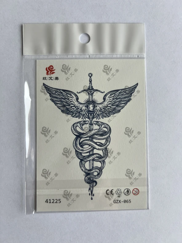 Kılıç Kanat Minimal 11x8 cm Yarı Kalıcı Geçici Dövme Yapıştırma Dövme ürün görseli 1