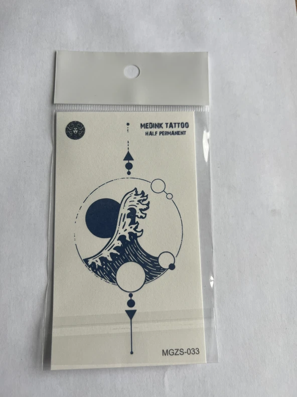 Dalgalar 11x8 cm Yarı Kalıcı Geçici Dövme Yapıştırma Dövme ürün görseli 1