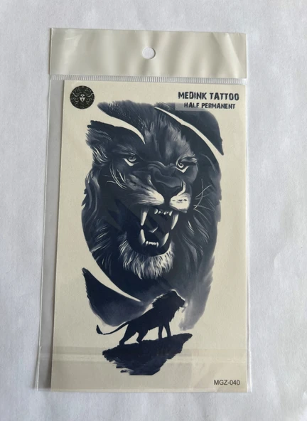 Aslan 18x11 cm Yarı Kalıcı Hayalet Geçici Dövme Yapıştırma Dövme ürün görseli 1