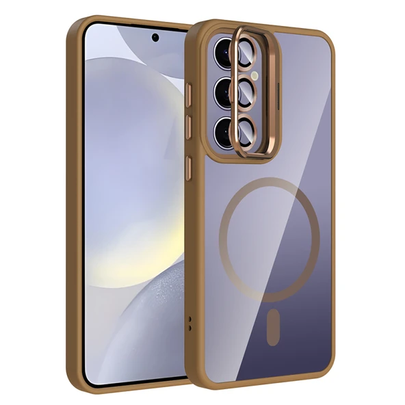 Samsung Galaxy S25 Plus Kılıf Standlı ve Kamera Lens Hediyeli M-Safe Şarj Özellikli Etro Kapak ürün görseli