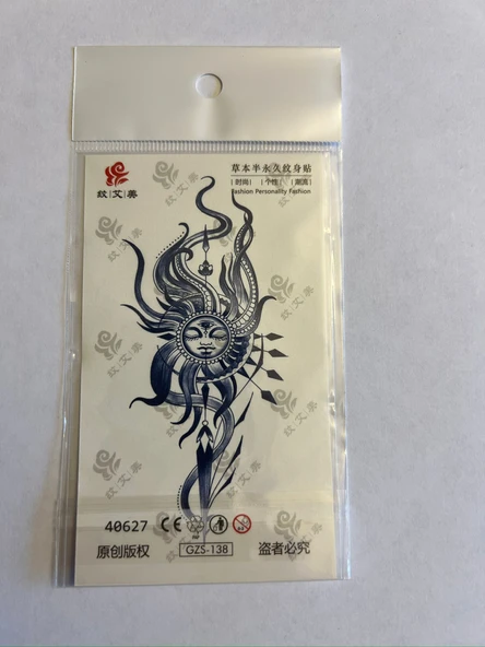 Güneş Minimal Yarı Kalıcı Hayalet Geçici Dövme Yapıştırma Dövme ürün görseli 1