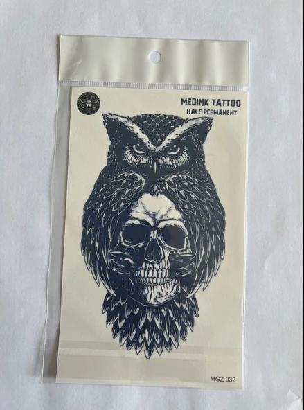 Baykuş 18x11 cm Yarı Kalıcı Hayalet Geçici Dövme Yapıştırma Dövme ürün görseli 1