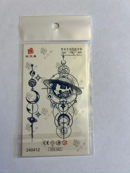 Pusula Ok Minimal Yarı Kalıcı Hayalet Geçici Dövme Yapıştırma Dövme ürün görseli 1