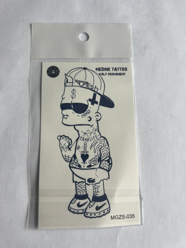 Dövmeli 11x8 cm Yarı Kalıcı Geçici Dövme Yapıştırma Dövme