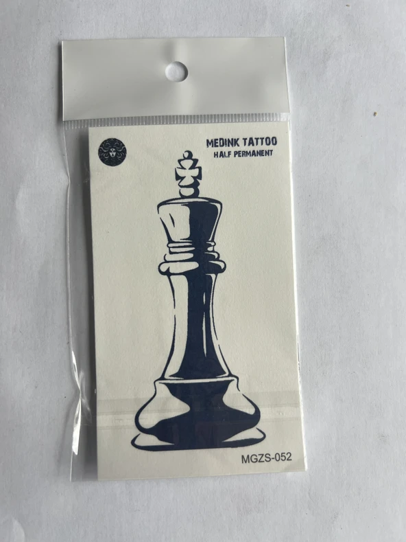 Satranç Minimal 11x8 cm Yarı Kalıcı Geçici Dövme Yapıştırma Dövme ürün görseli 1