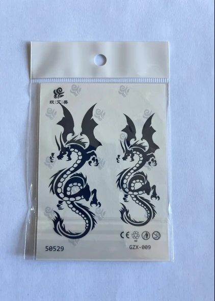 Dragon Minimal 11x8 cm Yarı Kalıcı Geçici Dövme Yapıştırma Dövme ürün görseli 1