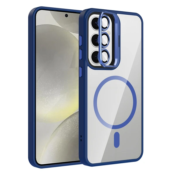 Samsung Galaxy S25 Kılıf Standlı ve Kamera Lens Hediyeli M-Safe Şarj Özellikli Etro Kapak ürün görseli